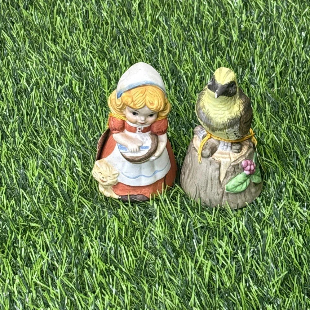 Vintage Ceramic Bell Lot‎ Bird Feathered Friends Adorabelles Girl